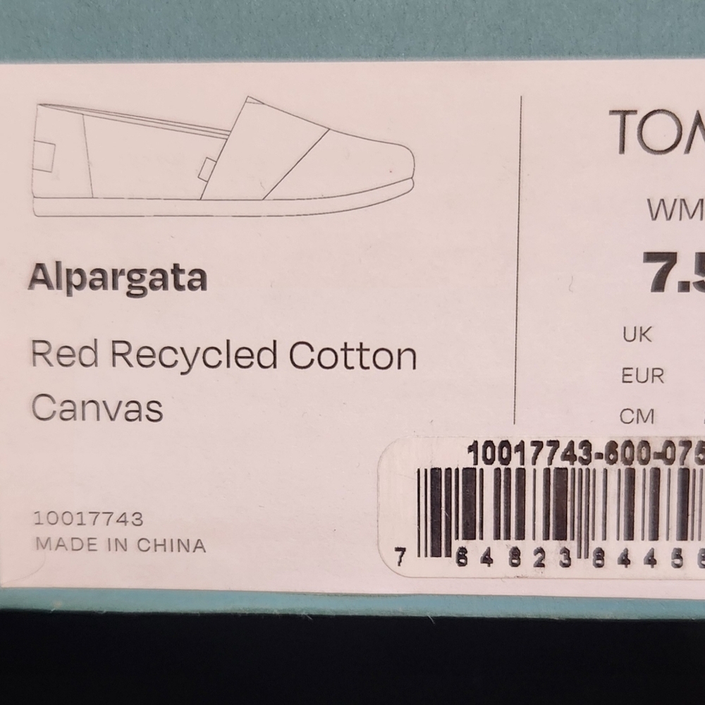 Tom's womens Alpargata slip on canvas flats color red size 7.5 - Picture 11 of 11
